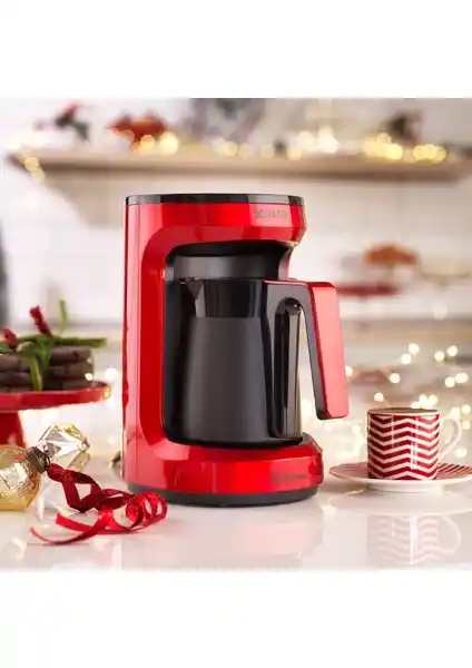 Schäfer Kahvecim Otomatik Türk Kahve Makinesi Kırmızı Renkli Modern Tasarım ve Yüksek Performans