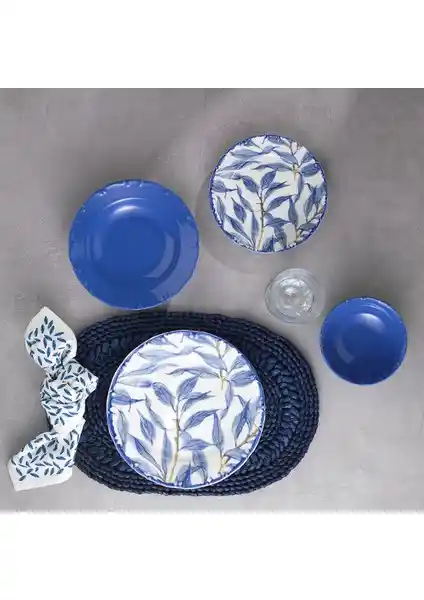 Schafer Liana 24 Parça Mavi Porselen Yemek Takımı Şık ve Dayanıklı Mutfak Koleksiyonu