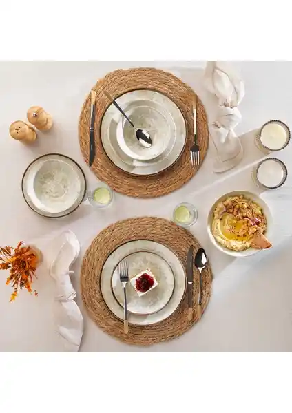 Schafer Stylish 16 Parça Bej Porselen Yemek Takımı Günlük ve Özel Kullanım İçin