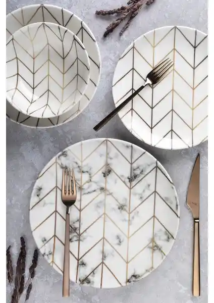 Tulu Porselen 24 Parça Yemek Seti Şık ve Dayanıklı Mutfak Takımı