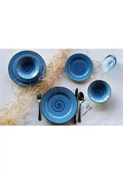 Tulu Porselen Tulü Porselen Reactive Mavi Seti 24 Parça Estetik ve Dayanıklı Tasarım