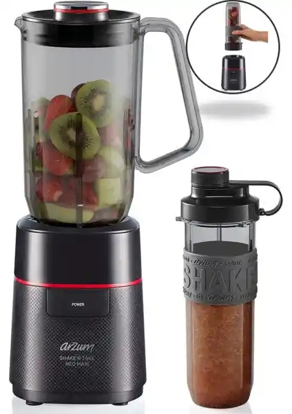 Arzum Shake'n Take Neo Maxi Kişisel Smoothie Blender Siyah 500W Güçle Hızlı ve Pratik İçerik Hazırlama