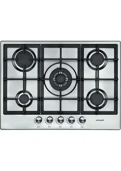 Eminçelik Ec-Ah 2250 Bw X70 Dng Inox Modern ve Güçlü 5 Gözlü Gazlı Mutfak Ocağı