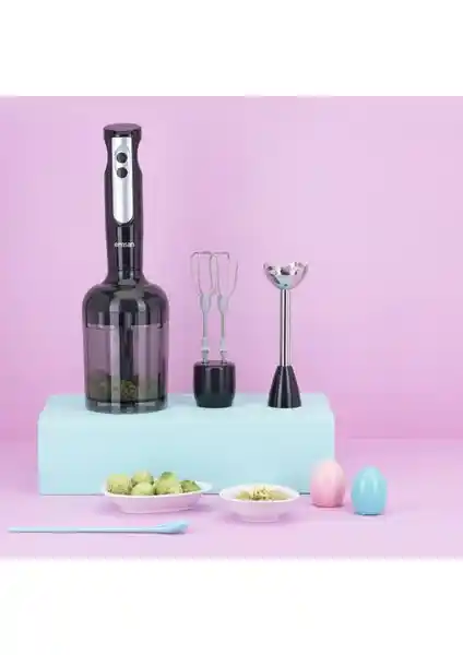 Emsan Powerpack Midi Siyah 4'lü Blender Seti: Güçlü ve Çok Yönlü Mutfak Çözümü
