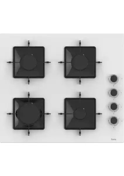 Ferre SS206 Kare Emaye Beyaz Cam Ocak: Modern ve Güvenilir Ankastre Pişirme Çözümü