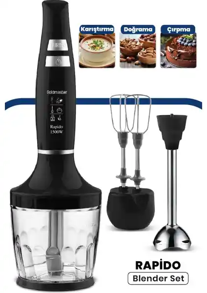 Goldmaster GM-7265 Rapido 1500 W Blender Seti Güçlü ve Çok Fonksiyonlu Mutfak Arkadaşı