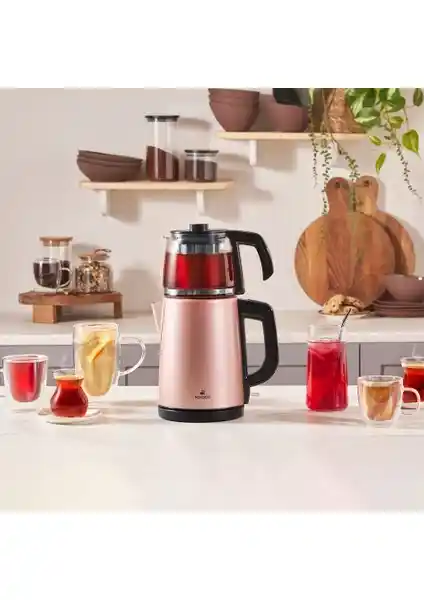 Karaca Rosegold 2 in 1 Çay Makinesi ve Kettle Modern Tasarım ve Güçlü Performans