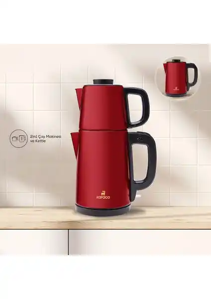 Karaca Tea Break Rouge Red Çelik Su Isıtıcı ve Çay Makinesi Özellikleri ve Kullanım Alanları