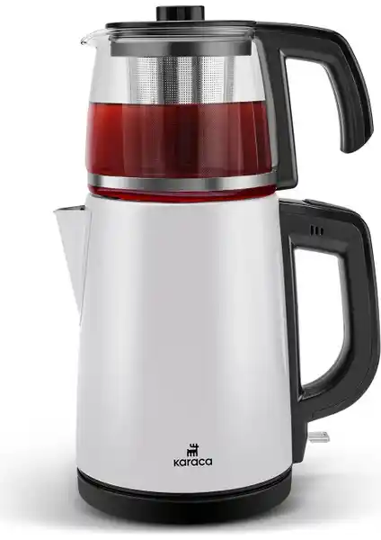 Karaca Tea Glass 2 in 1 Çelik Çay Makinesi ve Kettle Modern ve Dayanıklı Tasarım