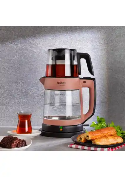 Schafer Optimal Elektrikli Cam Çay Makinesi Rosegold Modern Tasarım ve Fonksiyonellik