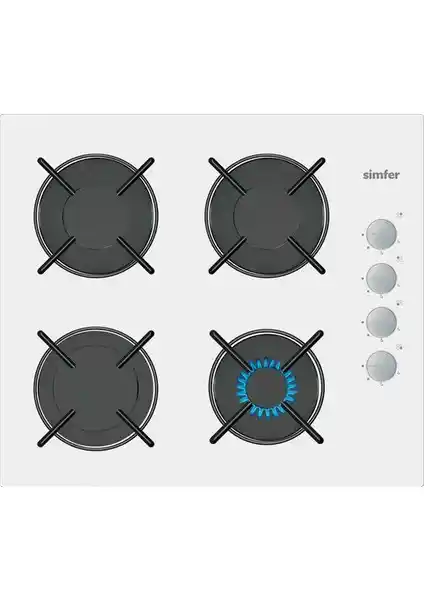 Simfer T3507 4G 60 cm Beyaz Cam Ankastre Gazlı Ocak Modern Mutfaklar İçin Tasarlandı