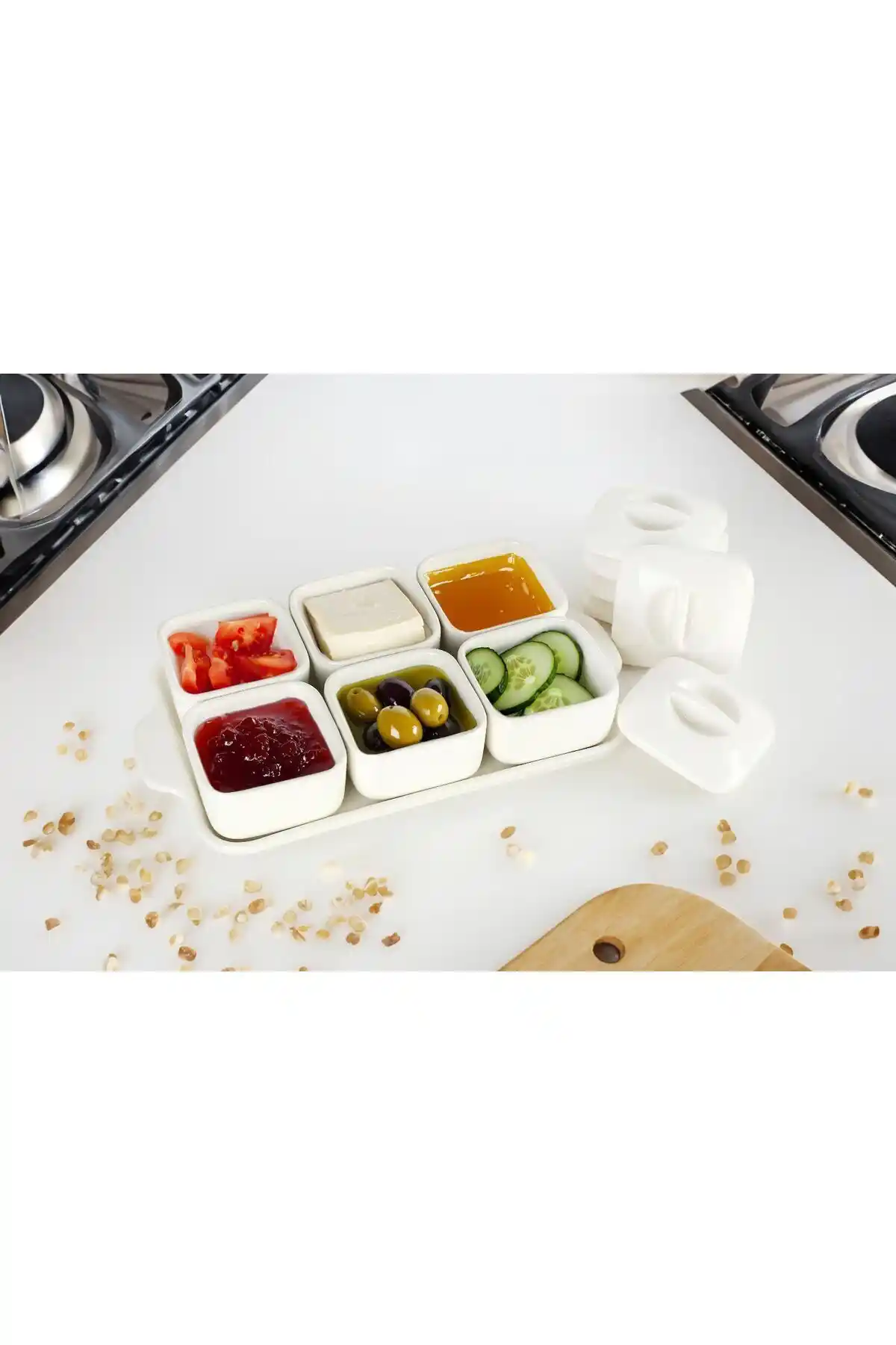 Akkoyunlu Home 5'li Porselen Kahvaltılık Seti Modern ve Şık Tasarımıyla Günlük ve Özel Kullanımlar İçin