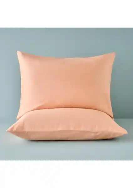 Bella Maison %100 Pamuk Saten Yastık Kılıfı Somon Renk 50x70 cm Yatak Odası Şıklığı