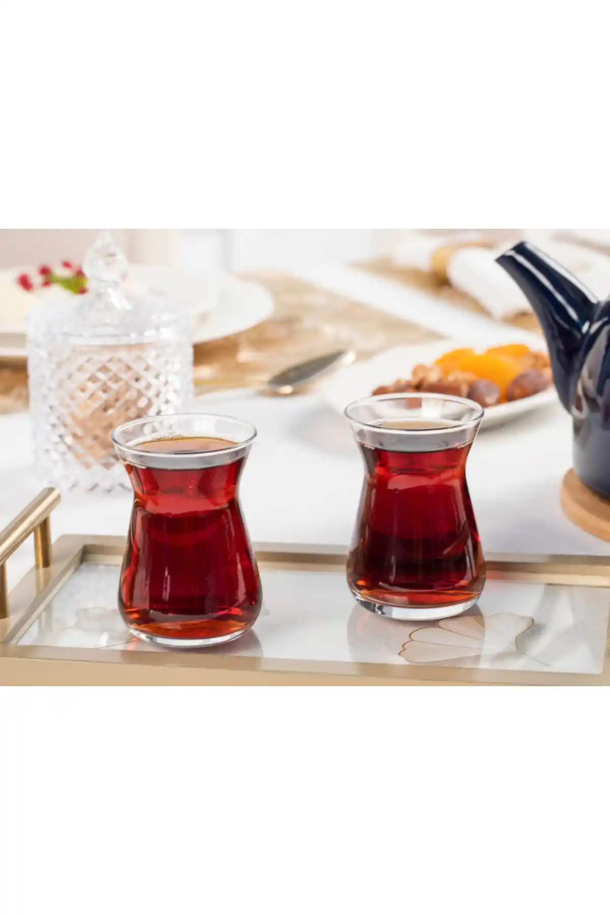 Cam Çay Bardakları Seti Beyaz 130 ml şeffaf tasarım dayanıklı ve estetik kullanım
