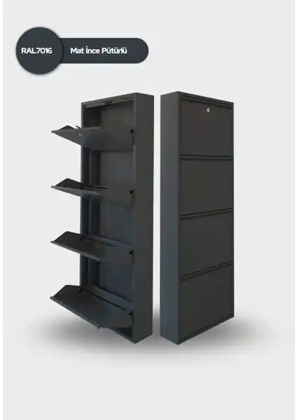 Dayanıklı ve Güvenli Metal Ayakkabılık 4'lü Antrasit Renkli Modern Tasarım