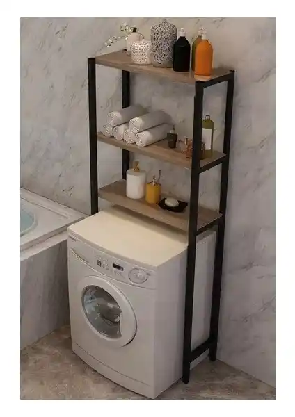 Digital Group Çamaşır Makinesi Üst Raf Düzenleyici Ceviz Renk Fonksiyonel ve Estetik Tasarım