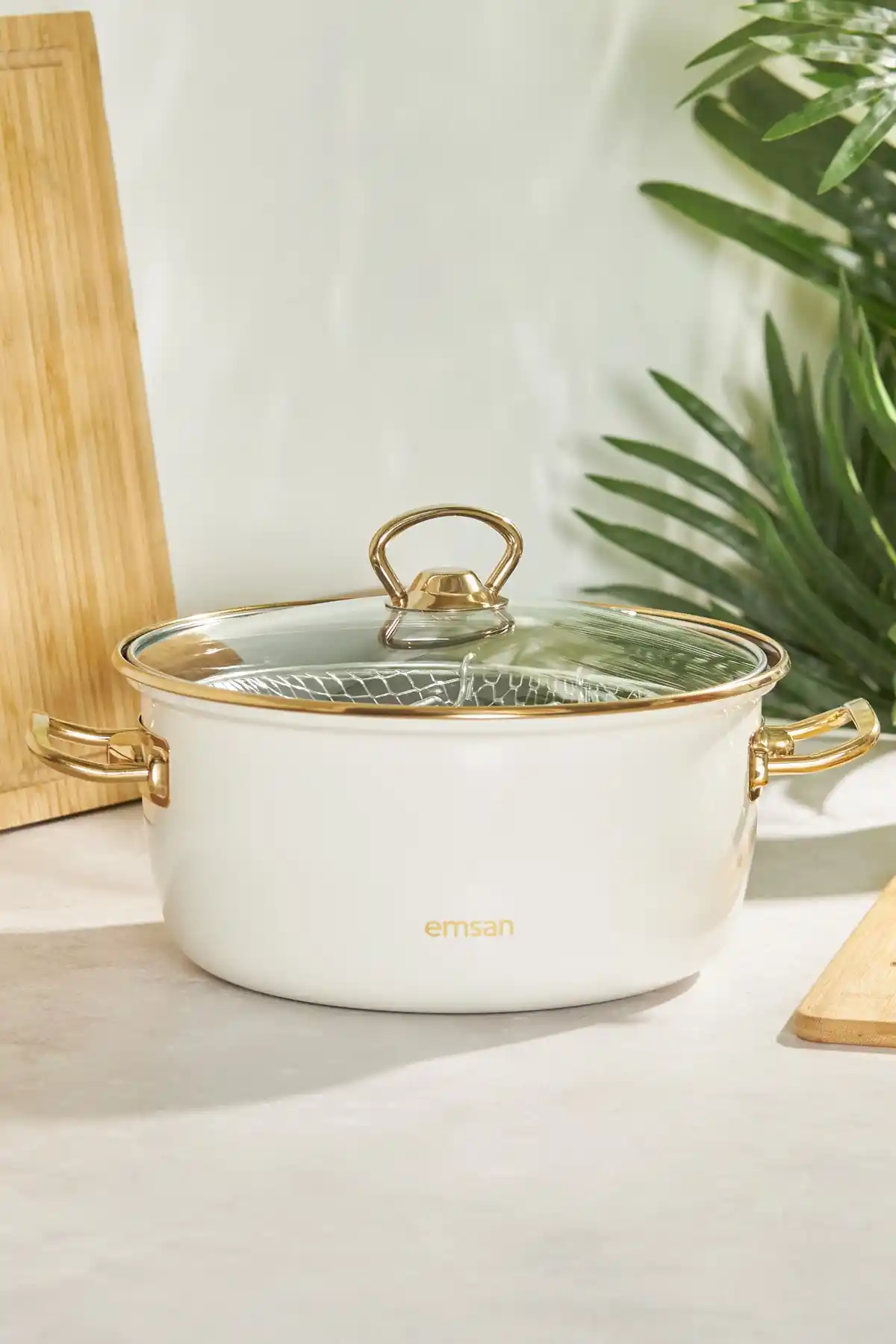 Emsan Nostalji Emaye Bej Kızartma Tenceresi: Estetik ve Dayanıklı Mutfak Gereci