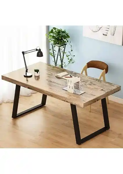 Enjoy Life Ahşap Masif Ağaç Doğal Çalışma Masası Geniş ve Dayanıklı Tasarım