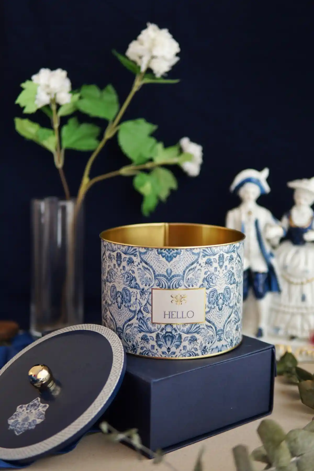 Evle Azulejos Desenli Yuvarlak Metal Saklama Kabı: Şık ve Dayanıklı Mutfak ve Banyo Depolama Çözümü