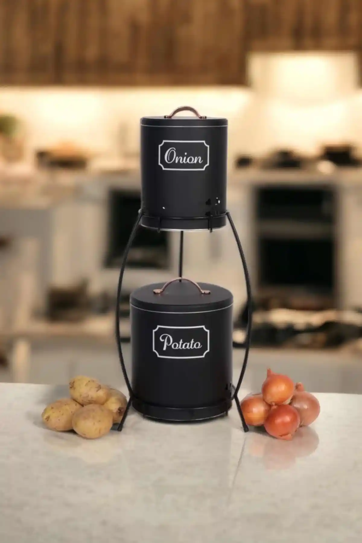 Genel Markalar Lüx 2 Katlı Patates ve Soğan Kovası ile Mutfak Organizesini Optimize Edin