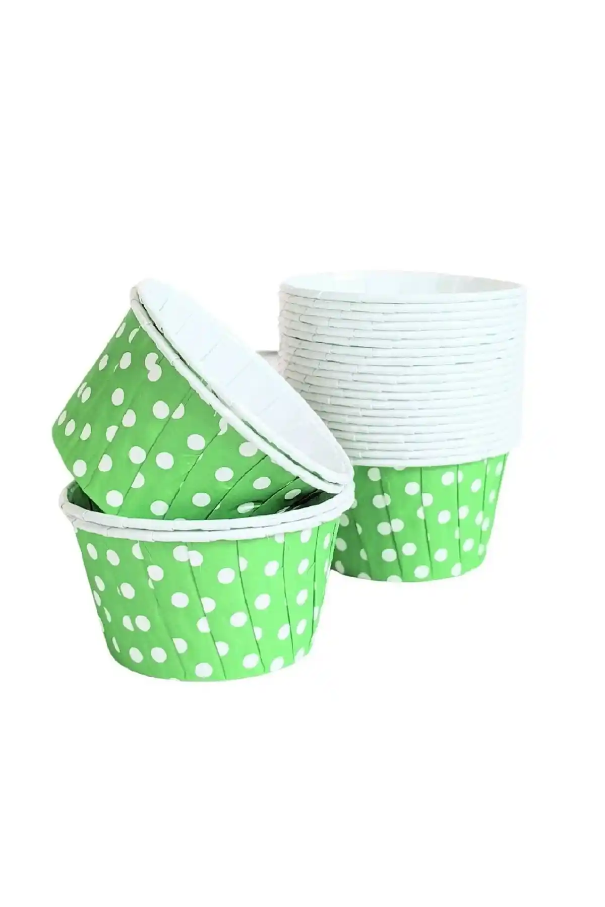 Genel Markalar Yeşil Puantiyeli Muffin Kek Kapsülleri 50'li Paket Şık ve Dayanıklı