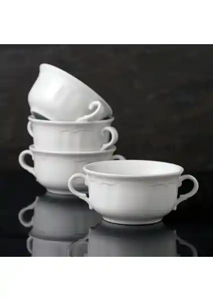 Güral Porselen Venedik 4 Parça Kulplu Çorba Kasesi Estetik ve Fonksiyonellik Sunar