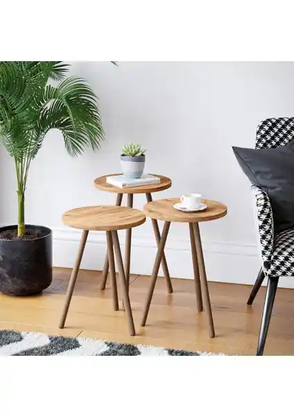 İntergo 3'lü Zigon Sehpa: Ahşap Tasarımı ve Fonksiyonelliğin Modern Buluşması