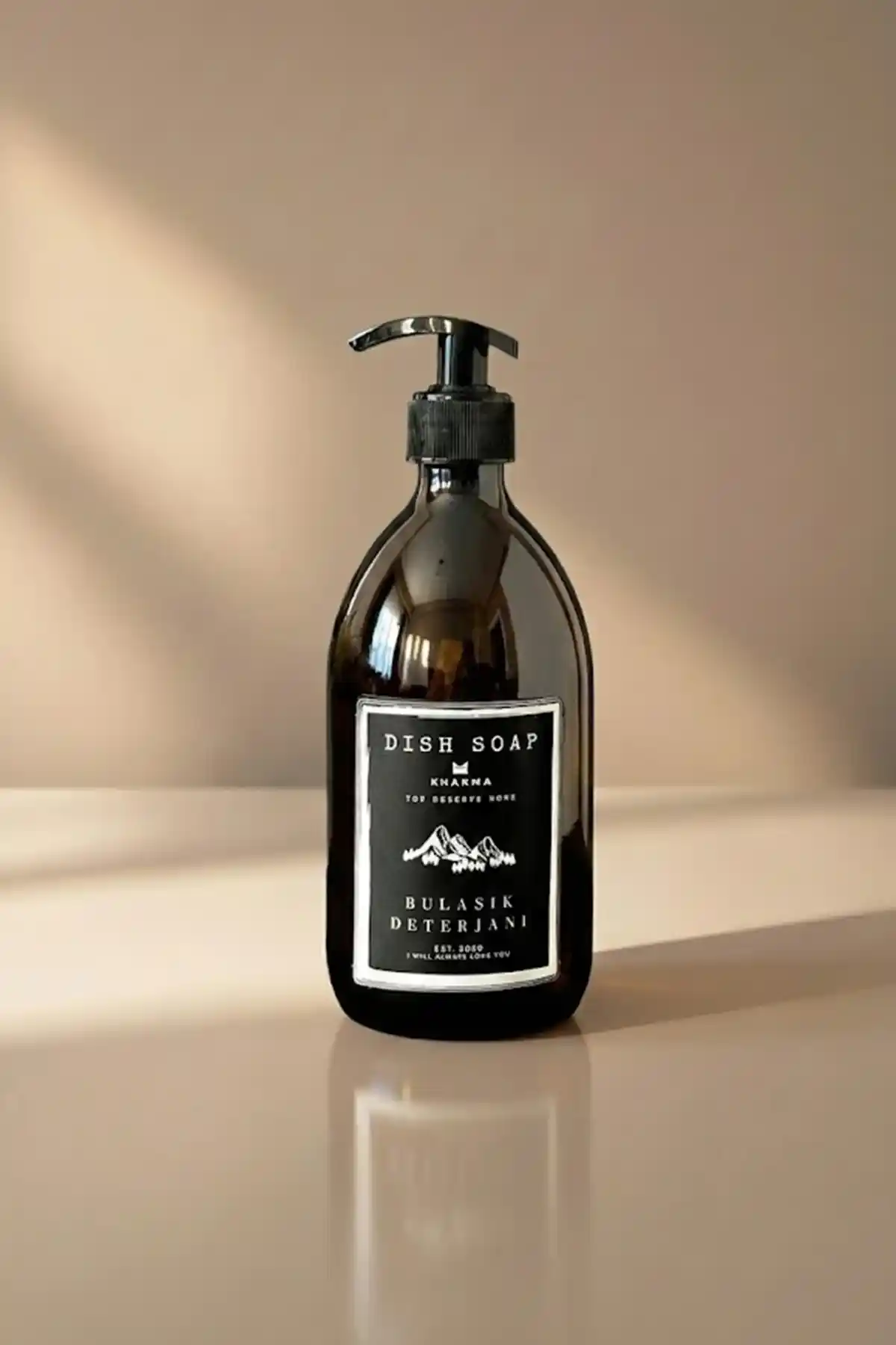 KHAKMA Modern Amber Cam Bulaşık Deterjanı Şişesi Estetik ve Dayanıklı Tasarım