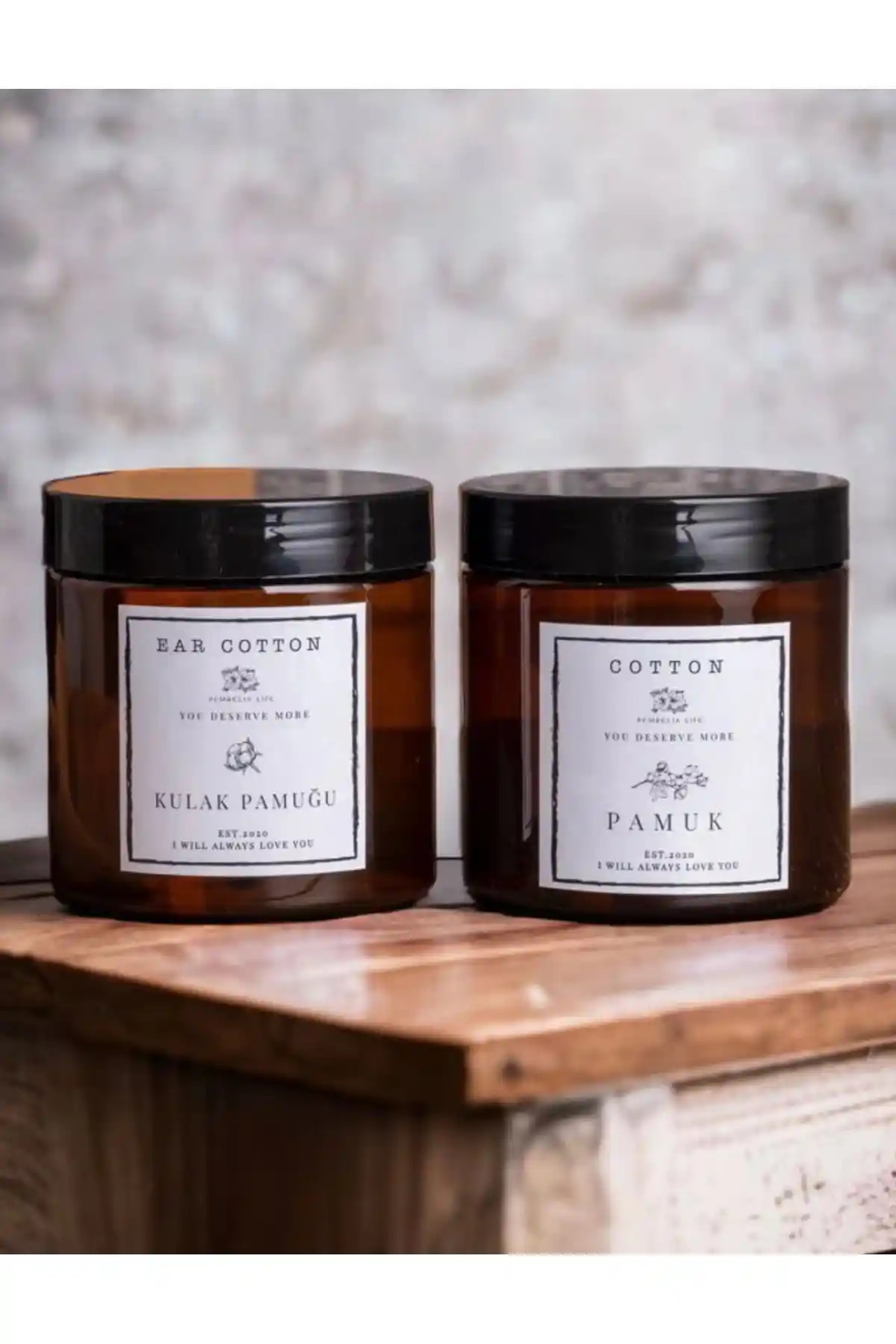 Kitchen Pembelia 2’li Amber Kulak Pamuğu ve Pamuk Kutusu Seti Modern Tasarım ve Dayanıklılık