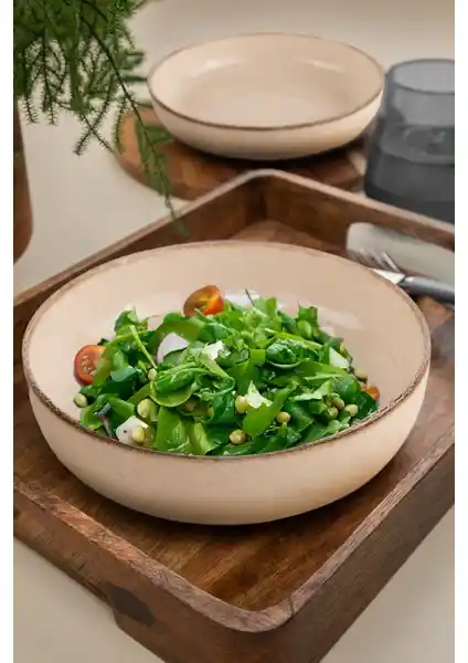 Kütahya Porselen Moderna 2'li 20 cm Tarçın Renkli Kase Seti Estetik ve Dayanıklılık