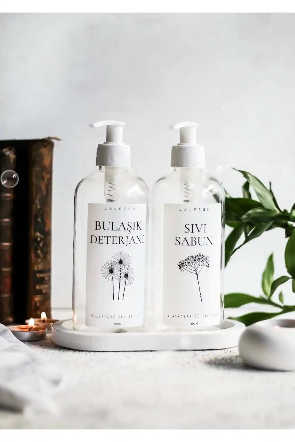 LALEZEN HOME Beyaz Şeffaf Deterjan Şişesi: Modern ve Kullanışlı Mutfak Temizlik Ürünü