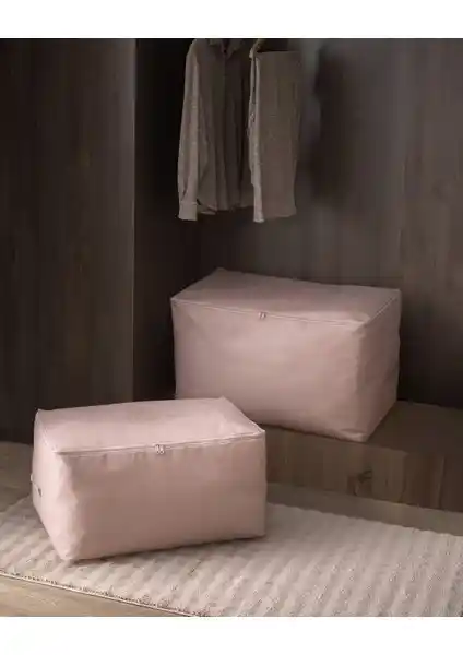 Madame Coco Çiçek Desenli Pudra Renkli 2'li Hurçlar Ev Düzeni ve Dekorasyonu İçin Uygun