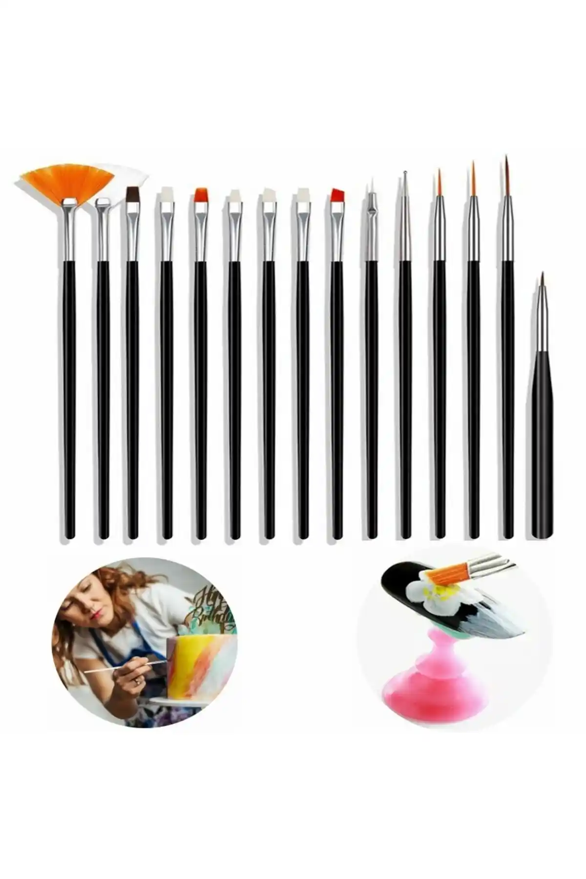 Marzipan Seti Gıda Uyumlu Çok Amaçlı 15'li Fırça Paketi Profesyonel ve Amatör Kullanım İçin