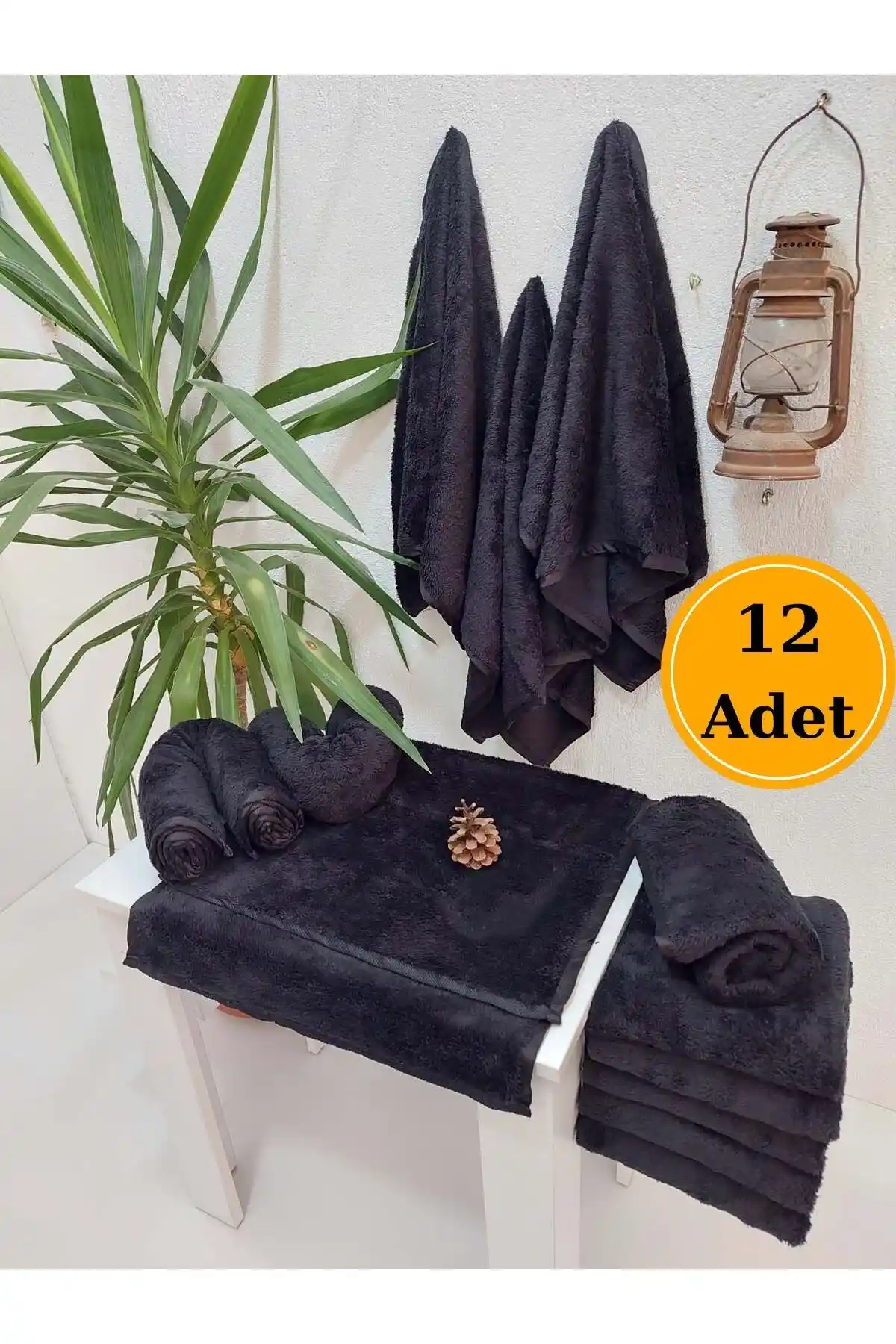 Mef Collection 12'li Mikrofiber Kuaför Havlusu Siyah Profesyonel Kullanım İçin