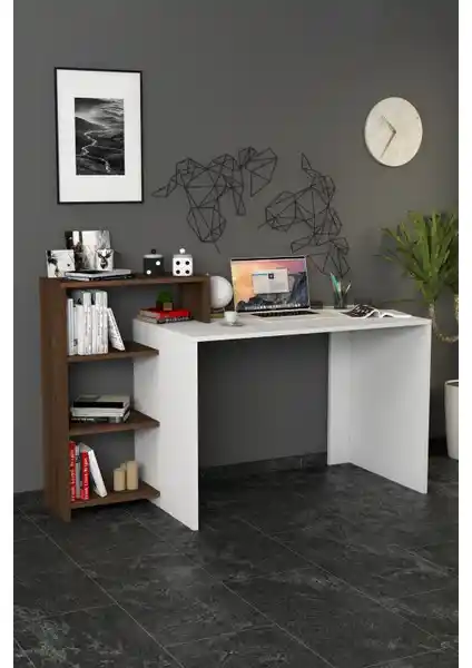 Moonlife Ahsen Kitaplıklı Çalışma Masası Modern Tasarım ve Fonksiyonellik Özellikleri