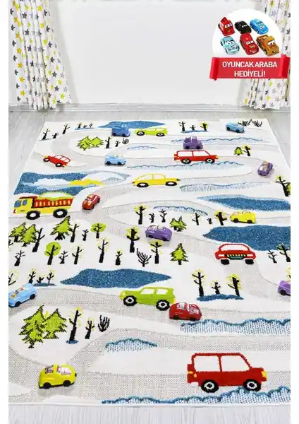 Odeon Halı 3 Boyutlu Arabalı Krem Doğa Dokuma Çocuk Oyun Halısı İncelemesi