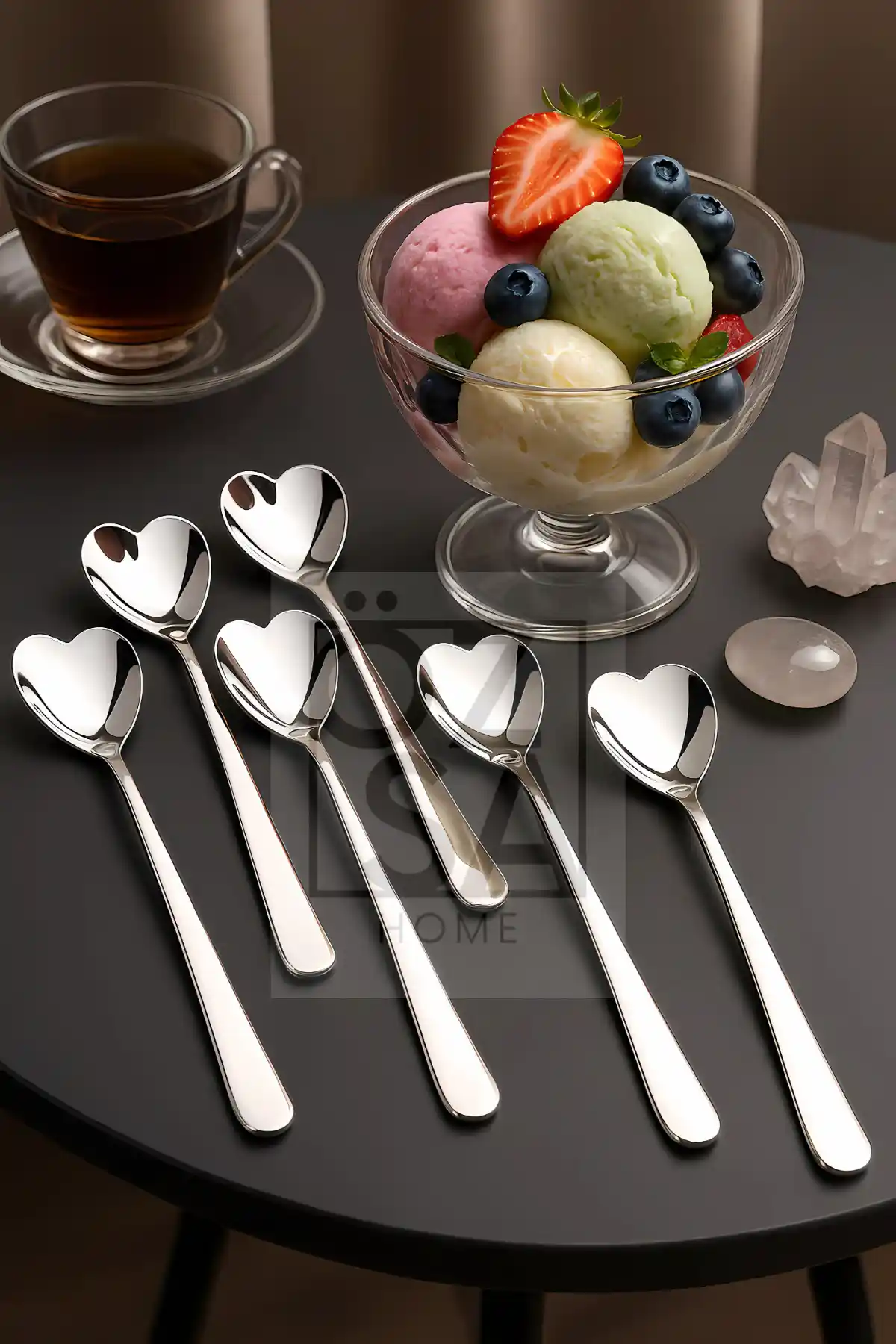 Paslanmaz Çelik Kalp Şekilli Tatlı Kaşığı Seti Estetik ve Dayanıklı Tasarım