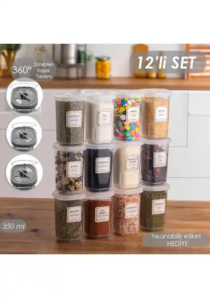 Porsima 1060 12'li Baharatlık Seti: Pratik ve Şık Mutfak Organizasyonu Çözümü