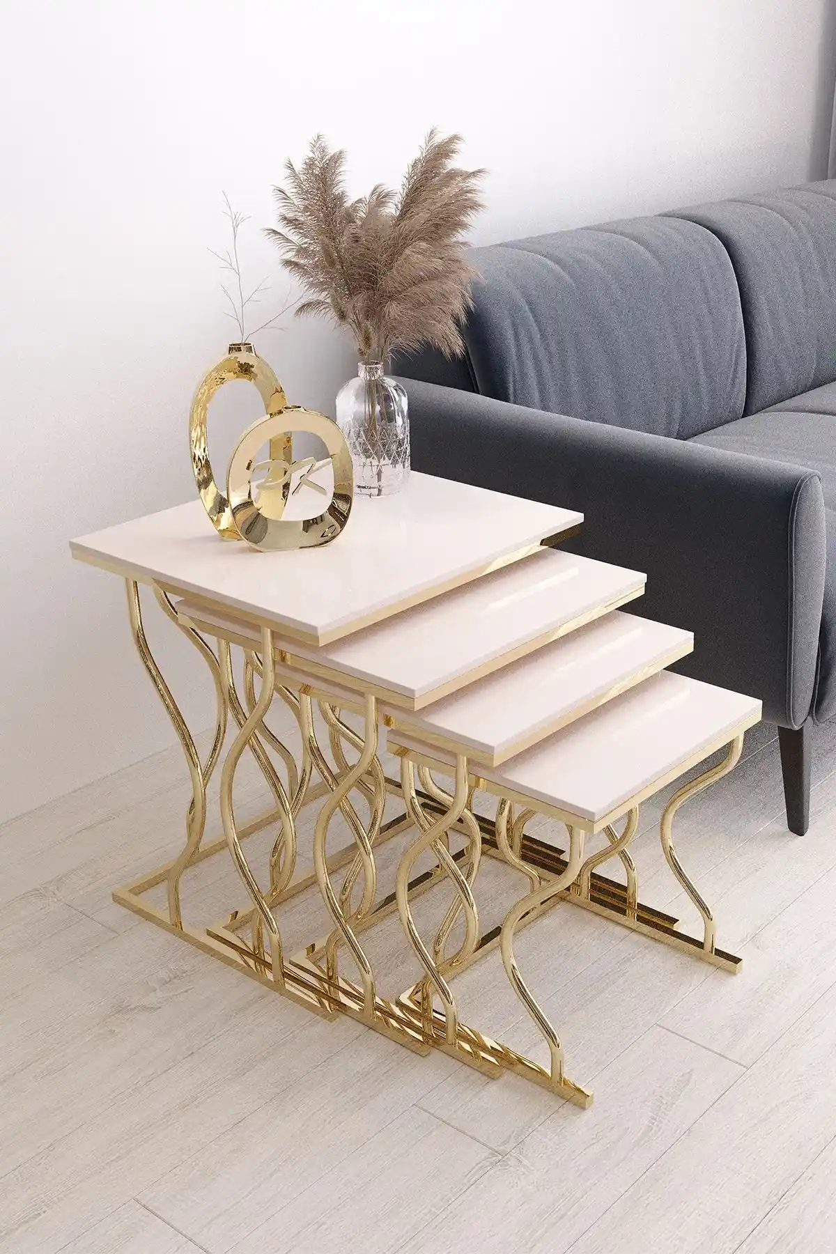 Puklife Hayal 4'lü Kare Zigon Sehpa Seti Modern Şıklık ve Fonksiyonellik Sunar