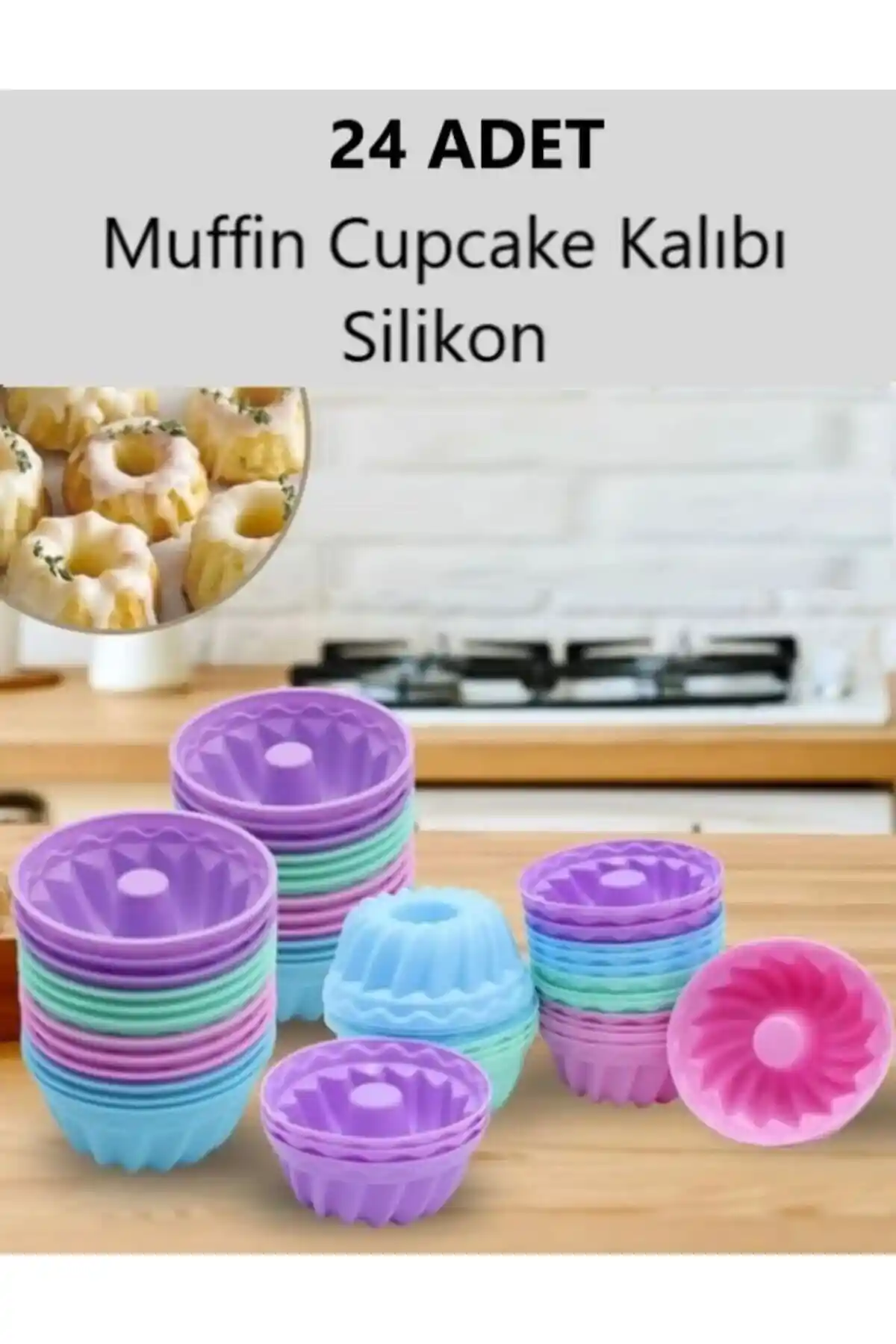 Silcap Silikon Muffin Kalıbı Seti 24 Renkli Çok Amaçlı Pratik Mutfak Gereçleri