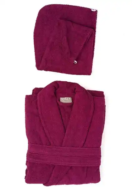 Soley Mayda Koleksiyonundan Yüksek Kaliteli Pamuklu Bornoz ve Saç Bonesi Seti