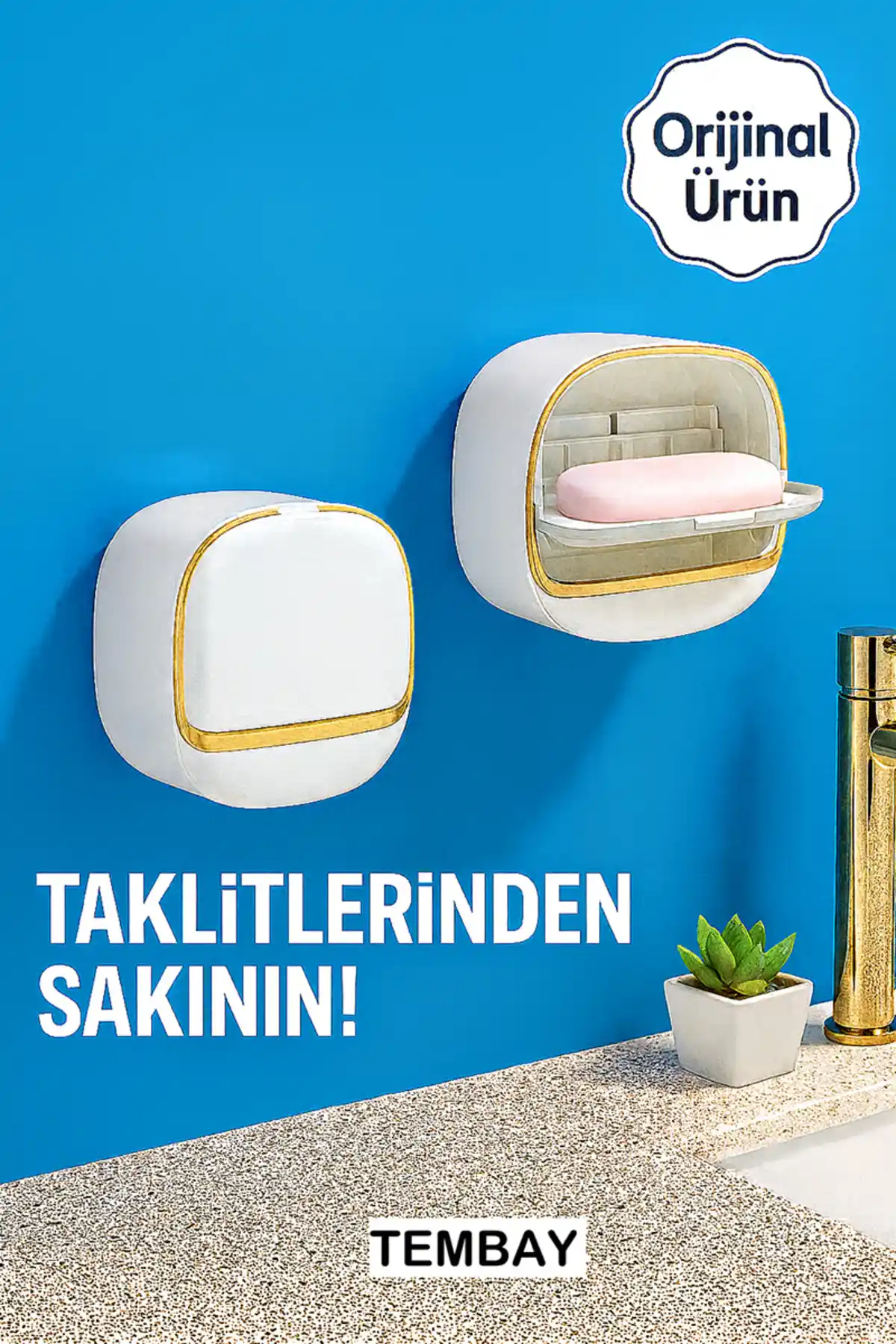 TEMBAY Beyaz Yapışkanlı Modern Sabunluk: Estetik ve İşlevselliğin Birleşimi