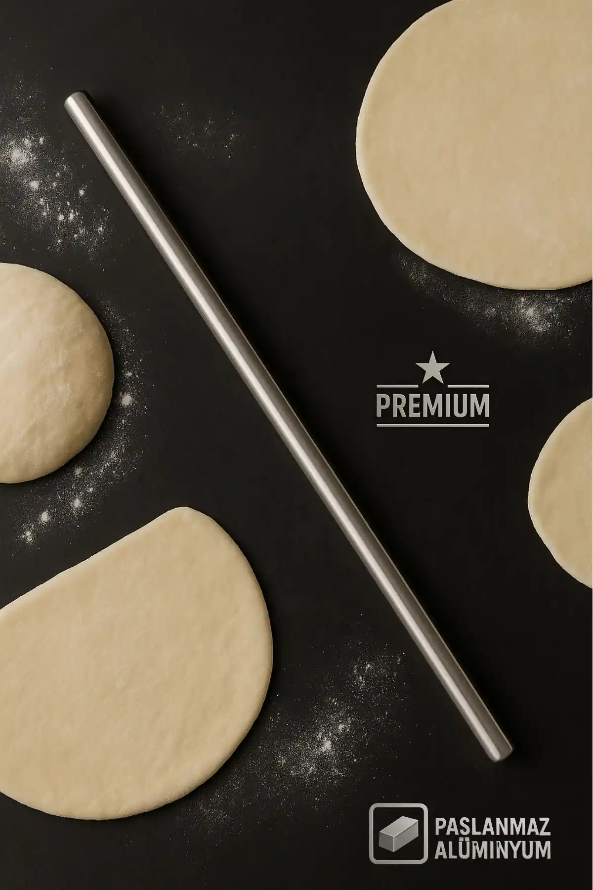 Ülgenev 90 Cm Alüminyum Paslanmaz Metal Masterchef Hamur ve Yufka Açıcı Oklava