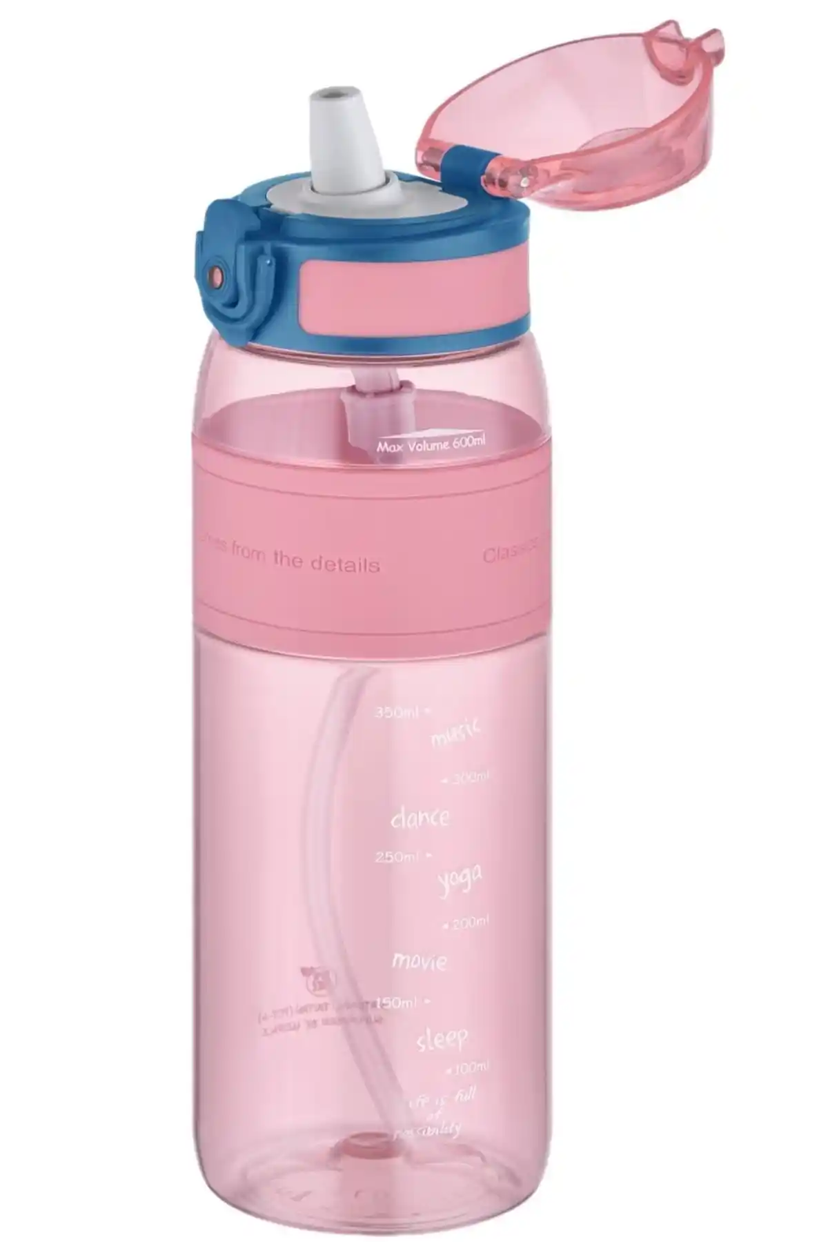 Uzspace 600 ml Silikon Gövde Pipetli Tritan Su Matarası Sağlıklı ve Dayanıklı Tasarım