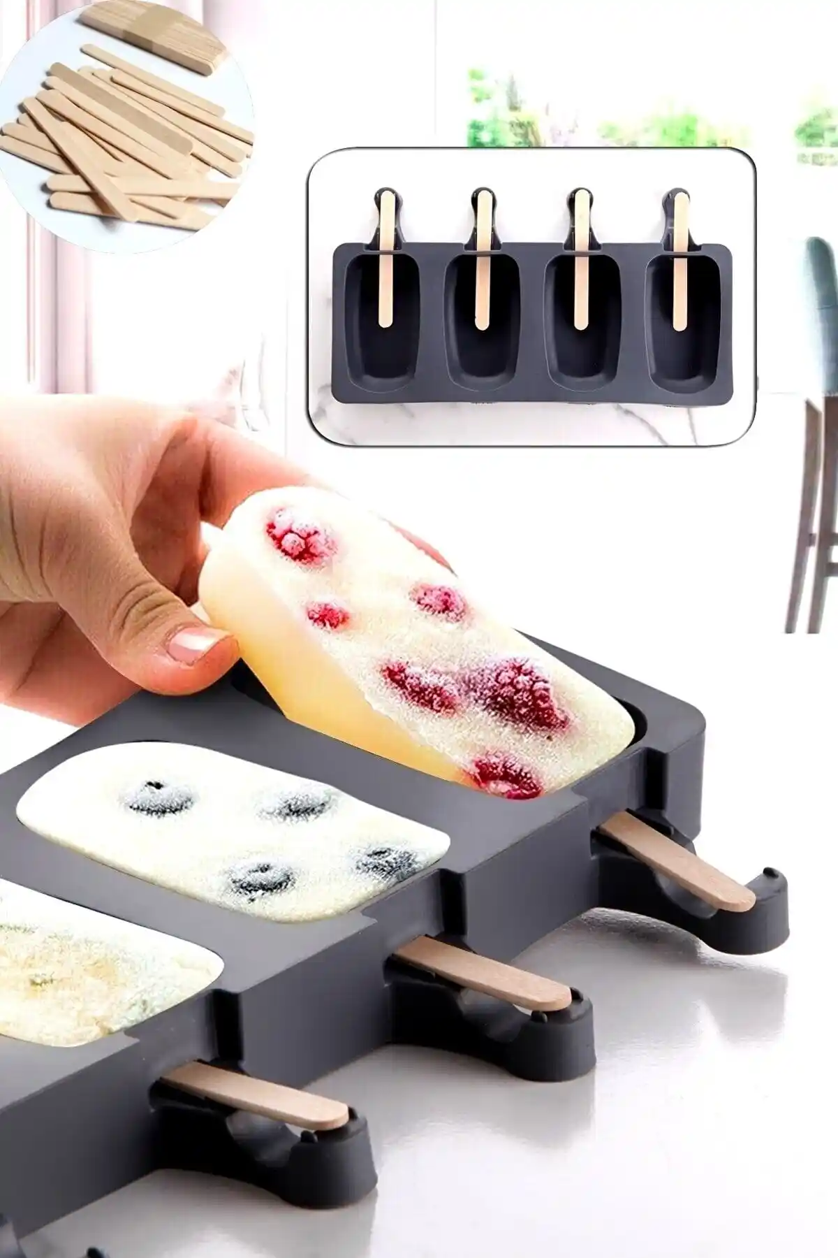 Vigentino Magnum Dondurma Kalıbı 4'lü Büyük Boy Silikon Dondurma Kalıbı