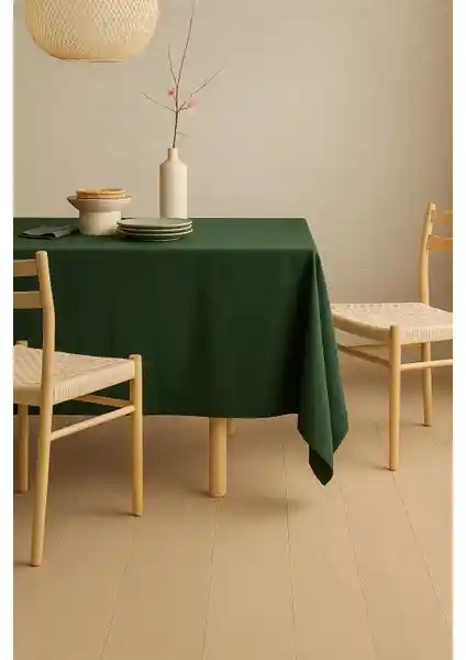 Wellstil Premium Keten Haki Masa Örtüsü: Estetik ve Dayanıklı Tasarım Özellikleri