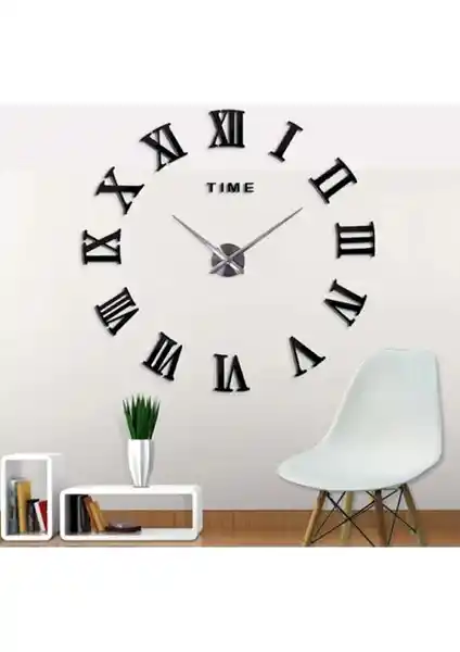10K Dekor Siyah Ahşap 3D Roma Rakamlı Duvar Saati Klasik ve Modern Tasarım Özellikleri