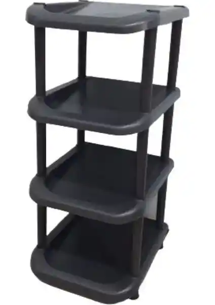 5DM 4 Katlı Siyah Plastik Ayakkabılık Modern ve Pratik Depolama Çözümü