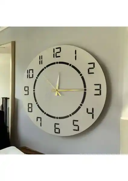 AA Shop Siyah Beyaz Desenli Sayılı Ahşap Duvar Saati Modern ve Klasik Dekorasyonlara Uyum Sağlar