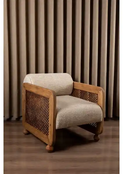 Aberteka Anita Ahşap Hazeranlı Bukle Kumaş Berjer ile Modern ve Şık İç Mekan Dekorasyonu